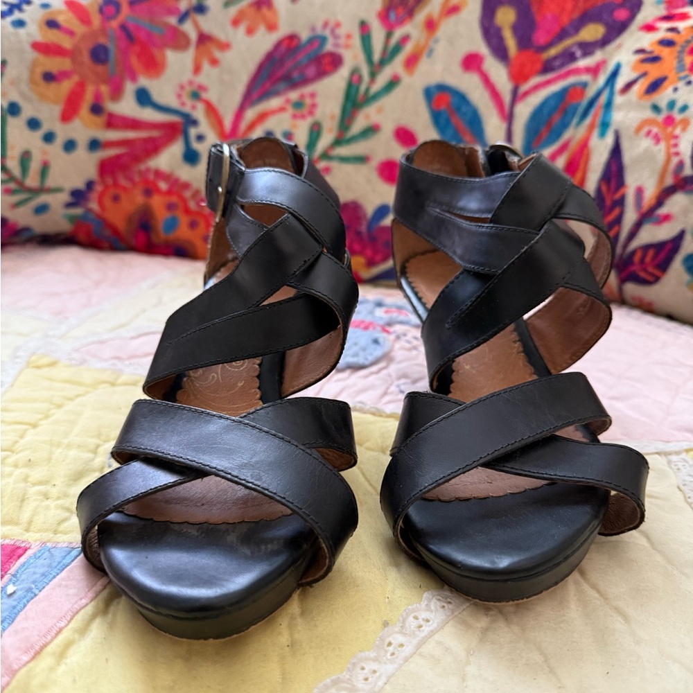 Indigo Black Strappy Heels